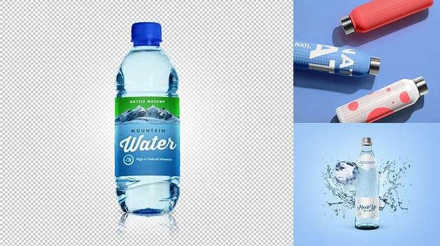 1673+ Green Glass Water Bottle with Metal Cap PSD Mockup Exclusive Free Photoshop Asset