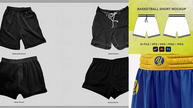 1676+ Men’s Basketball Shorts PSD Mockup Front Half Side View Easy Editable