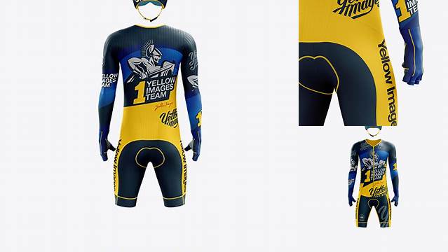 1676+ Men’s Full Cycling Time-Trial Kit PSD Mockup Back View Smart Object Free Photoshop File