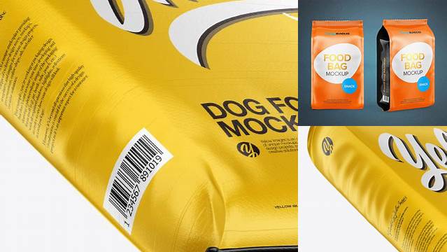 1680+ Dog Food Bag PSD Mockup Half Side View High-Angle Shot Fully Layered PSD Freebie