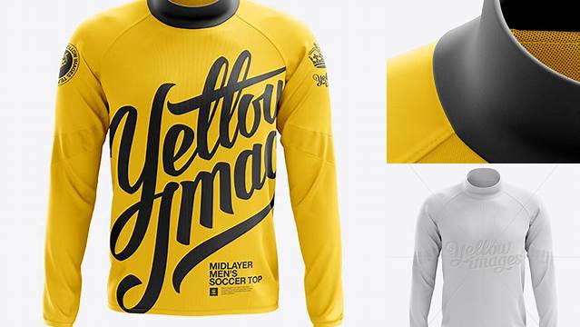 1680+ Men's Midlayer Soccer Shirt PSD Mockup Front View Advanced and Editable PSD Template Free