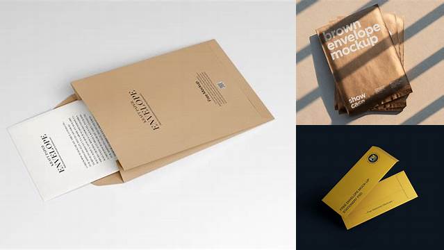 1684+ Kraft Folder with Papers and Envelope PSD Mockup Free PSD