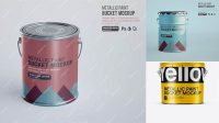 1685+ 3L Metallic Paint Bucket PSD Mockup Front View Eye Level Shot Elegant and Stylish Mockup