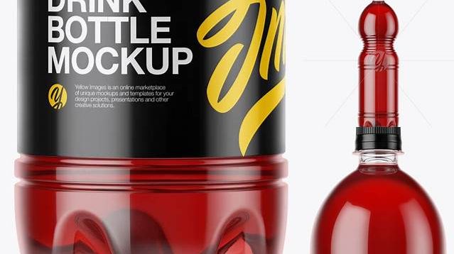 1690+ 1.5L Clear Plastic Red Drink Bottle PSD Mockup Professional Design PSD