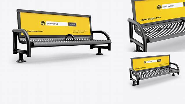 1692+ Street Bench Advertising PSD Mockup Half Side View Digital Photoshop Free Mockup