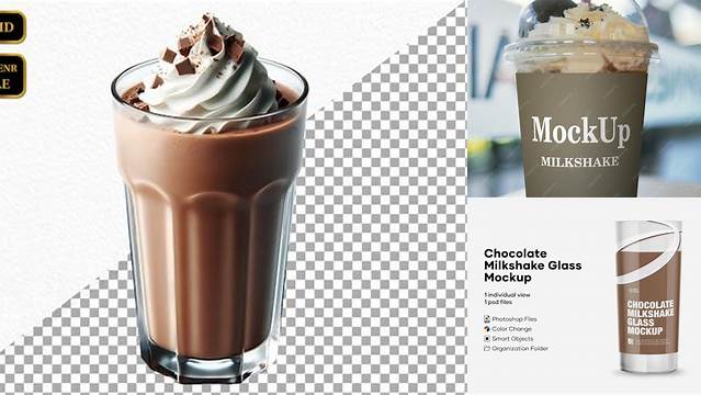 1695+ Glass With Chocolate Milkshake PSD Mockup Versatile and Elegant PSD File