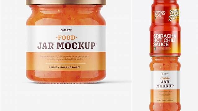 1695+ Hot Chili Pepper Sauce Jar PSD Mockup High-Resolution PSD Download