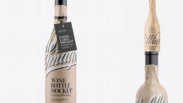 1697+ Wine Bottle in Kraft Paper Wrap Easy-to-Edit Photoshop Freebie