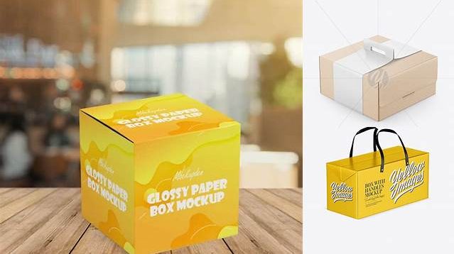 1699+ Glossy Paper Box with Handle PSD Mockup Half Side View Download Now Free PSD Template