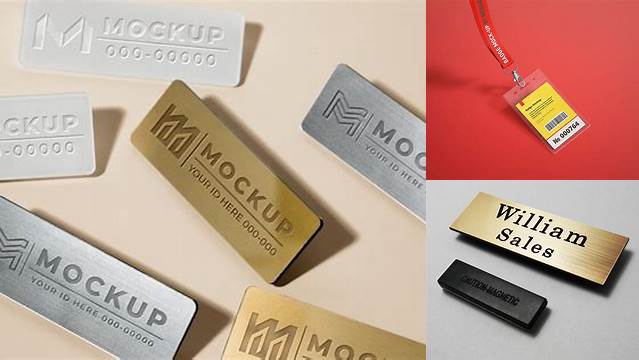 1707+ Metal Name Tag Mockup Free Best for Showcase