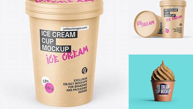 1708+ Kraft Ice Cream Cup PSD Mockup Easy-to-Use PSD Template