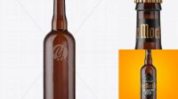 1709+ 750ml Amber Craft Beer Bottle PSD Mockup Easy Editable