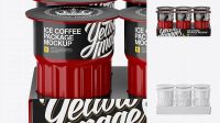 1709+ Glossy Ice Coffee 6 K-Cups Pack PSD Mockup Front View High-Angle Shot Exclusive Free Creative Resource