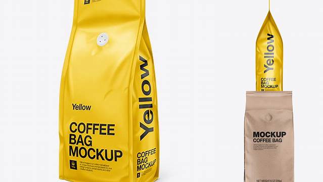 1713+ Coffee Bag with Valve Mock-Up High-Quality Creative PSD