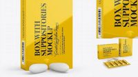 1714+ Glossy Box With Suppositories PSD Mockup Half Side view Versatile PSD Mockup File