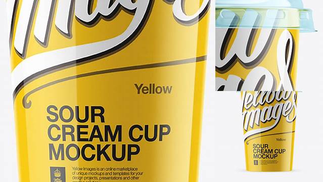 1714+ Glossy Sour Cream Cup with Transparent Cap PSD Mockup Best for Showcase