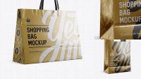 1714+ Metallic Paper Shopping Bag PSD Mockup Halfside View Eye-Level Shot Download Free Editable PSD Template