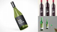 1716+ Green Glass Wine Bottle With Cap PSD Mockup Digital Resource Free Download