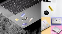 1719+ Free Laptop Sticker Mockup Best for Showcase