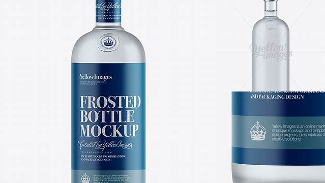 1720+ 1L Frosted Glass White Rum Bottle PSD Mockup Professional Design PSD