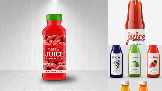 1721+ Square Tomato Juice Bottle PSD Mockup Best Free Mockup PSD