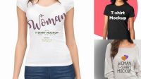 1721+ Woman’s T-Shirt PSD Mockup Half Side View Elegant Free Template