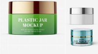 1723+ Glossy Cosmetic Jar with Metallic Cap PSD Mockup Front View Elegant and Stylish Mockup