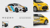 1723+ Hybrid Hatchback Car PSD Mockup Half Side View Versatile and Elegant PSD File