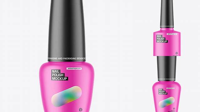 1723+ Matte Nail Polish Bottle Mo?kup Half Side View High Resolution