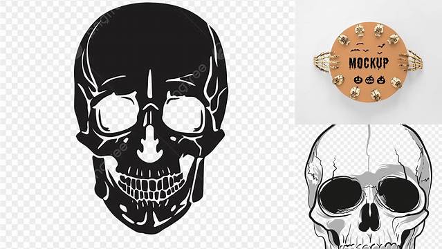 1723+ Skull PSD Mockup Front View Digital Photoshop Free Mockup