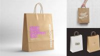 1729+ Kraft Paper Shopping Bag PSD Mockup Halfside View Download Free