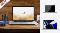 1729+ Macbook Pro PSD Mockup Front View Hero Shot High-Quality PSD Files