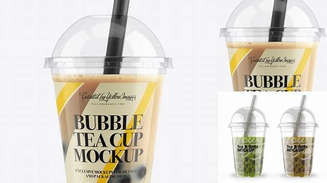 1730+ Chocolate Bubble Tea Cup PSD Mockup Front View Download Free PSD