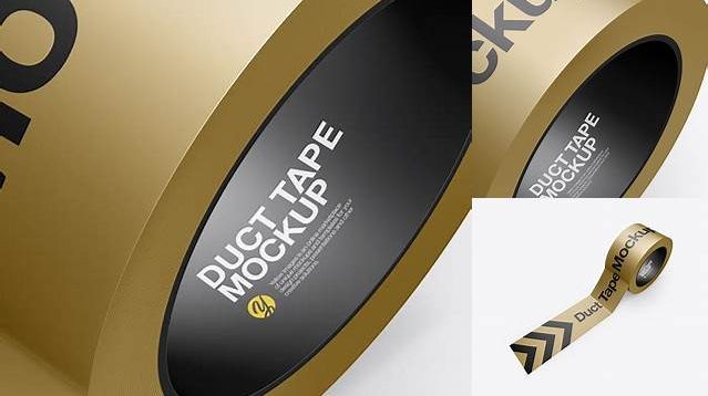 1731+ Matte Metallic Duct Tape PSD Mockup Half Side View High-Angle Shot Modern PSD Templates