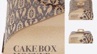 1733+ Carton Cake Box PSD Mockup Front View High Angle Smart PNG Image