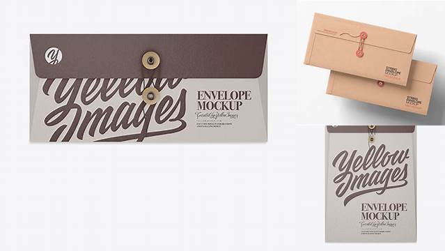 1733+ Textured Envelope With String Closure PSD Mockup Smart Editable Design Mockup