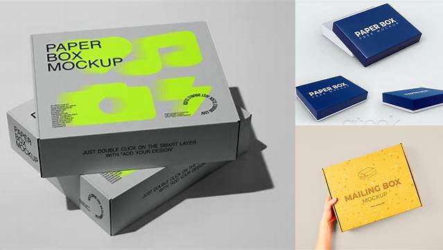 1734+ Four Paper Boxes PSD Mockup Side View Elegant PSD Mockup