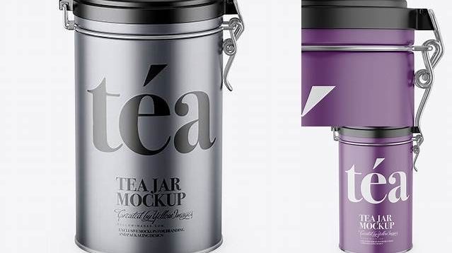 1734+ Matte Tea Round Jar With Locking Lid PSD Mockup High-Angle Shot Fully Layered Free Photoshop File