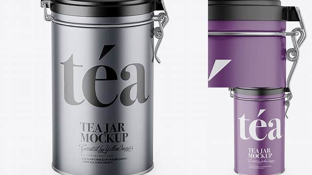 1734+ Matte Tea Round Jar With Locking Lid PSD Mockup High-Angle Shot Fully Layered Free Photoshop File