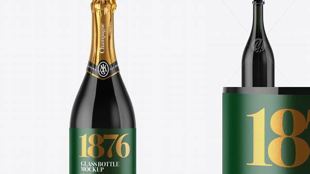 1735+ Dark Glass Champaign Bottle PSD Mockup Download Premium Free PSD