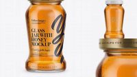 1736+ 120g Glass Jar in Shrink Sleeve with Clear Honey PSD Mockup Free Downloadable PSD