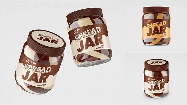 1743+ Clear Glass Jar with Duo Chocolate Spread Jar PSD Mockup Editable Graphic Design Files