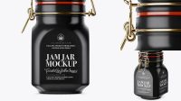 1744+ 900ml Matte Ceramic Jam Jar with Clamp Lid PSD Mockup Side View Advanced Editable PSD