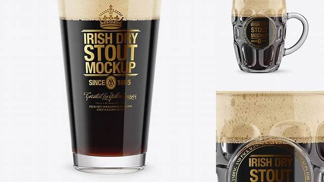 1749+ Britannia Glass With Irish Dry Stout Beer PSD Mockup Exclusive Digital PSD Resource