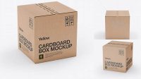 1750+ Corrugated Fiberboard Box Mock-Up Front View High-Angle Shot Mockup PSD Free Download