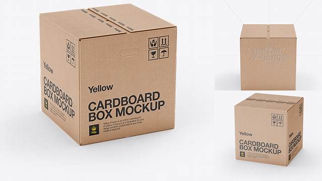 1750+ Corrugated Fiberboard Box Mock-Up Front View High-Angle Shot Mockup PSD Free Download