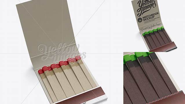 1753+ Open Carton Matchbook PSD Mockup Halfside View Custom Design Freebie PSD