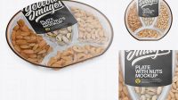 1753+ Plate with Nuts in Matte Film PSD Mockup Half Side View High Angle Shot Smart Layer Mockup Free