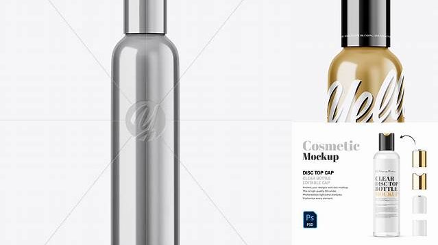 1755+ Metallic Press-Cap Cosmetic Bottle PSD Mockup Premium Freebie for Designers