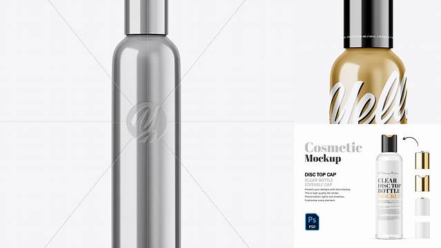 1755+ Metallic Press-Cap Cosmetic Bottle PSD Mockup Premium Freebie for Designers